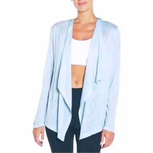 Wildfox Sport Blue Light Open Front Jersey Cardigan Size M